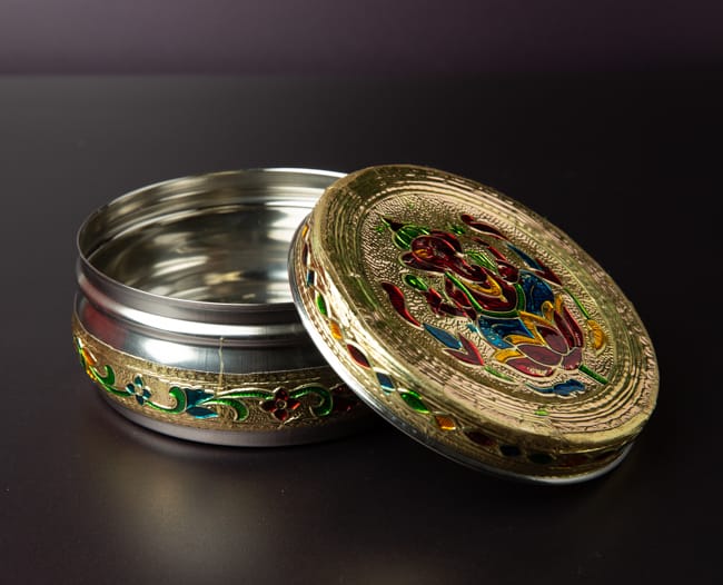 Meenakari Ganesh Steel Box - 4.5 inches