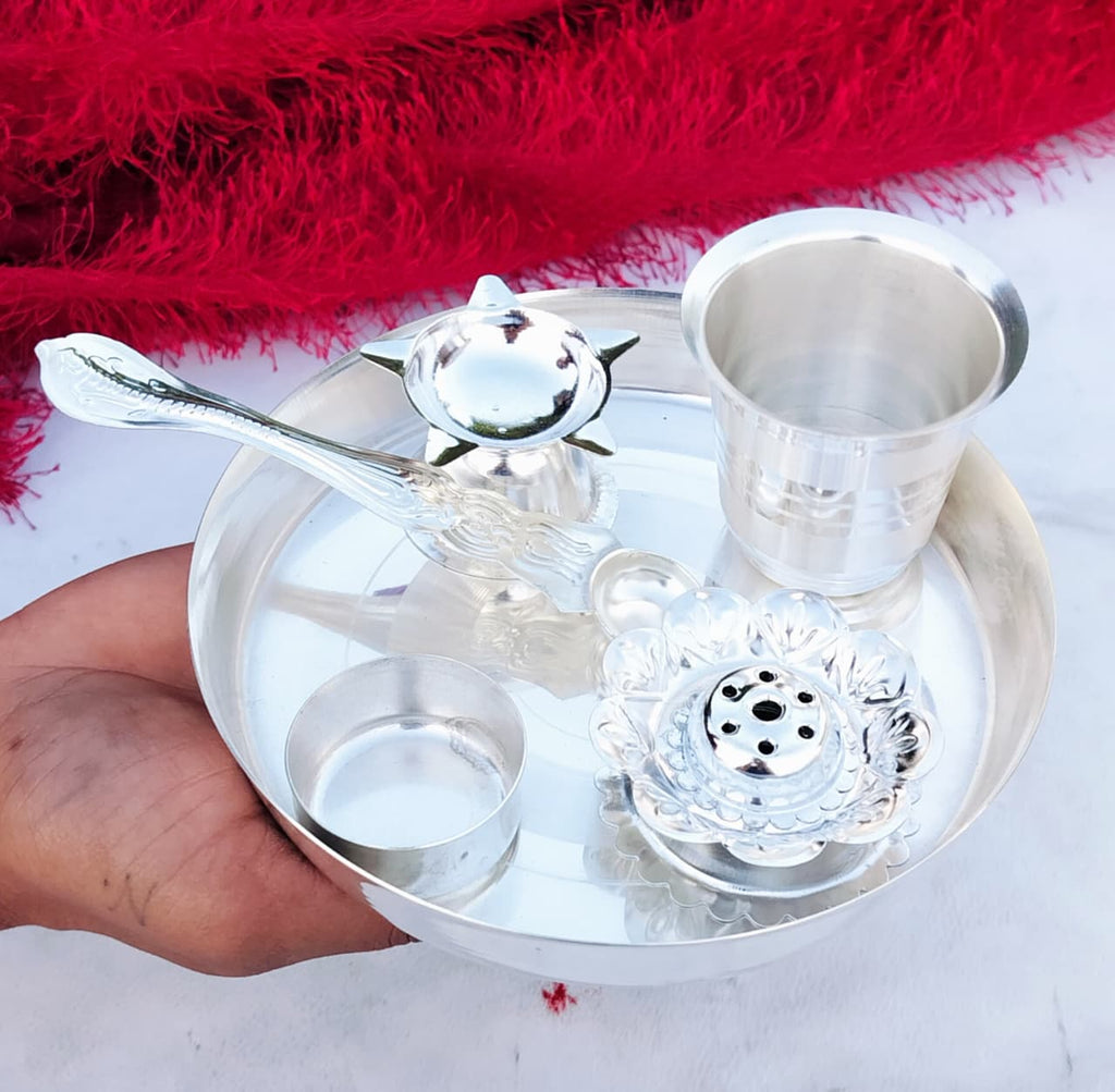 German Silver Pooja Set