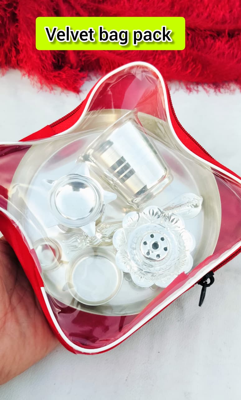 German Silver Pooja Set