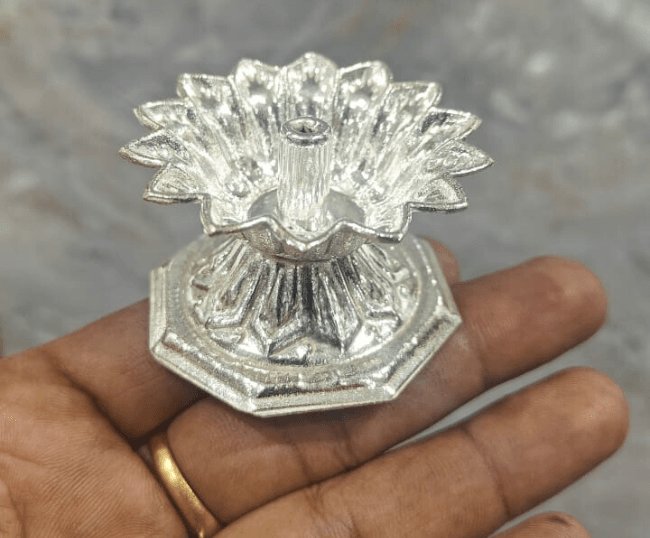 German Silver lotus base deepam