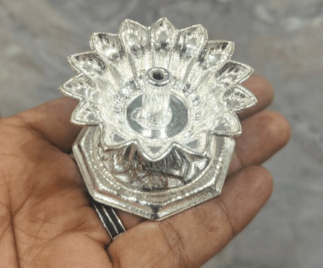 German Silver lotus base deepam