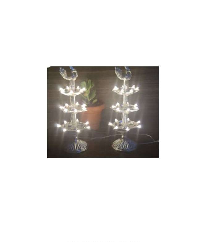 Silver Finish Metal Electric Diya-Pair