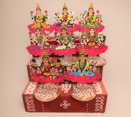 Ashtalakshmi Diya Holder With Kolam Golu Step