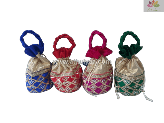 Silk Potli with Gota Cross