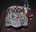 Kamadhenu Cow with Calf – Silver Finish with Stone Work