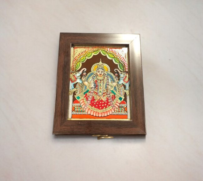 Tanjore style reverse glass paint jewel box