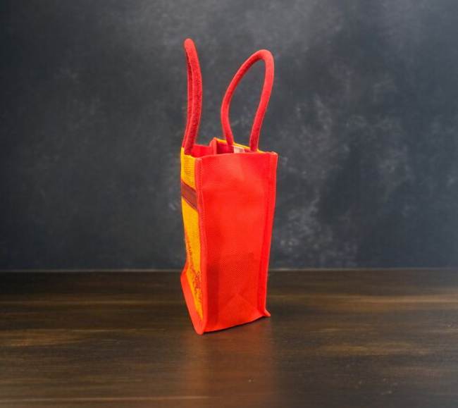Mini Jute Bag with Zari Balaji Print