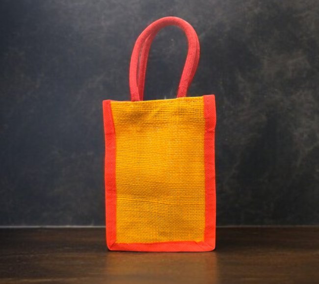 Mini Jute Bag with Zari Balaji Print