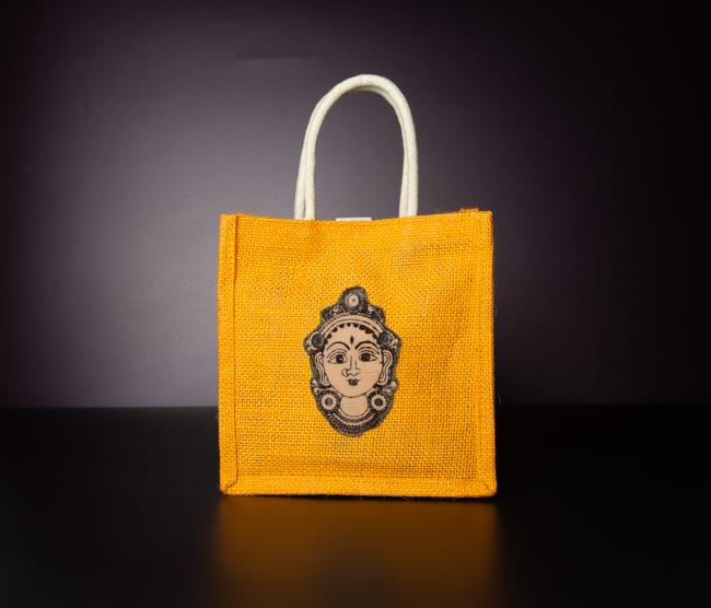 Jute bag with kalamkari face