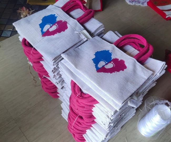 Jute Bag With Baby Foot Print