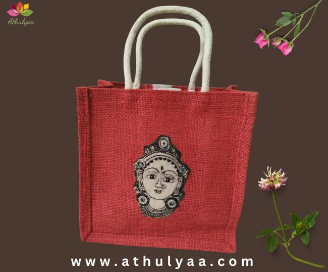 Jute bag with kalamkari face