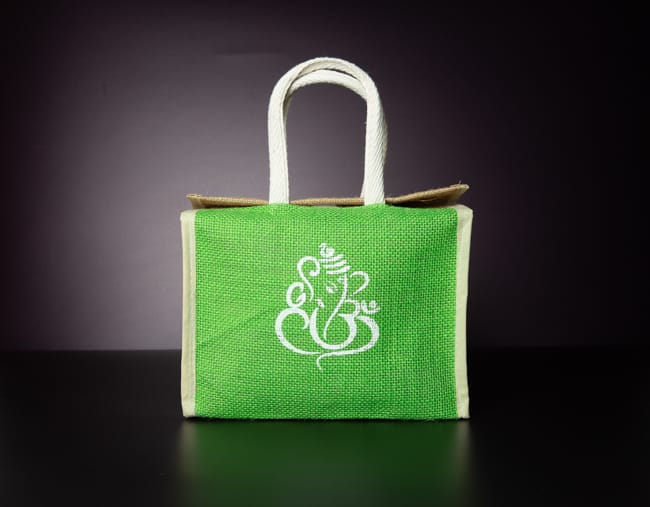 Jute Lunch Bag With multi colour Ganesh Print