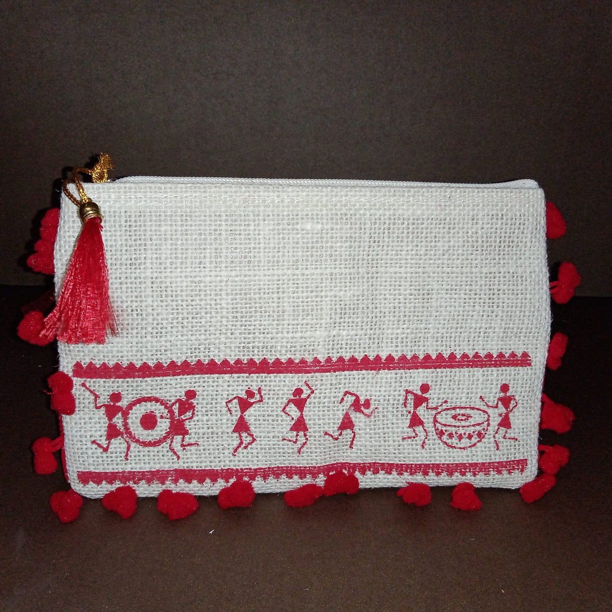 Jute Purse with pom poms