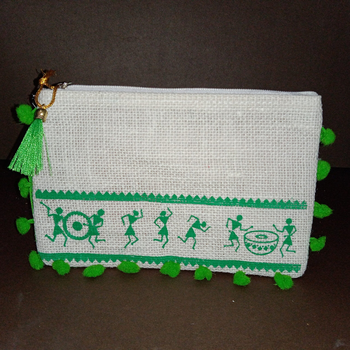 Jute Purse with pom poms