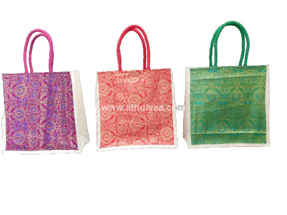 Jute With Full Brocade Bag