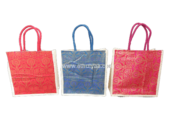Jute With Full Brocade Bag