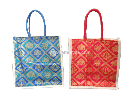 Jute With Full Brocade Bag
