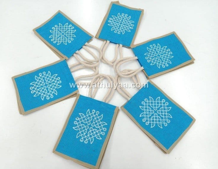 Mini Jute Bag With Kolam Print