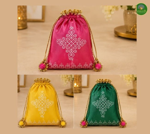 Aaradhya Brass Kolam Davara set Potli combo