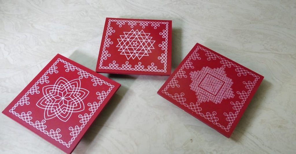 Divine Chowki manai with Kolam print