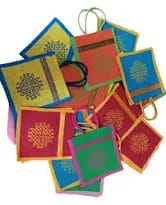 Jute bags with Kolam print and Zari