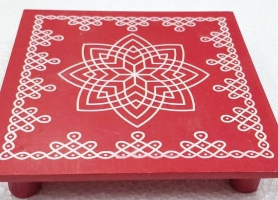 Divine Chowki manai with Kolam print