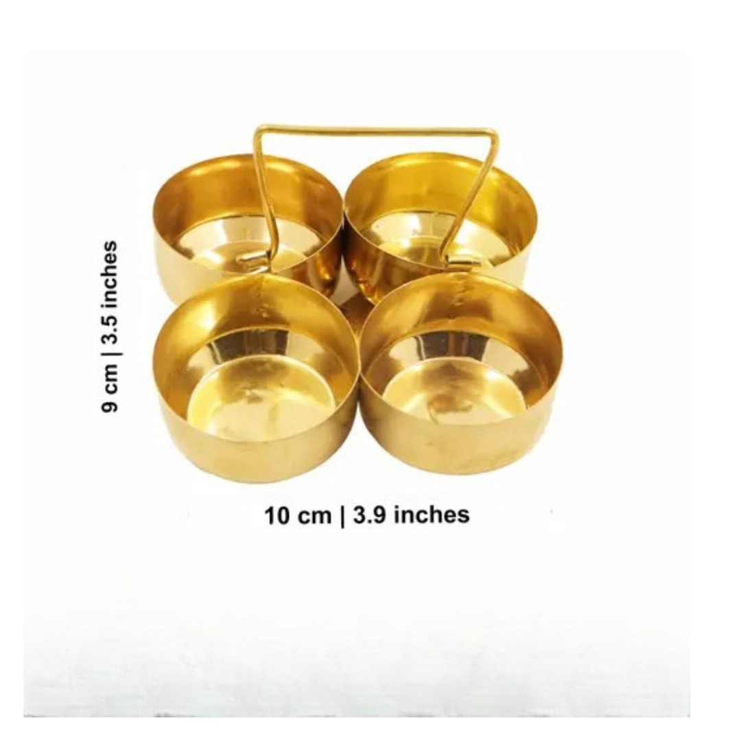 Brass 4 bowl set with handle