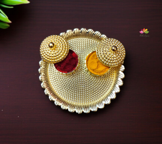Gold colour Kumkum platter
