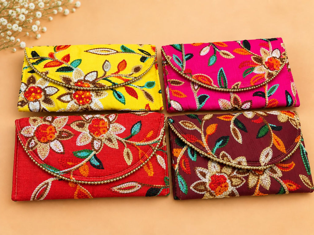 Long vine embroidery purse