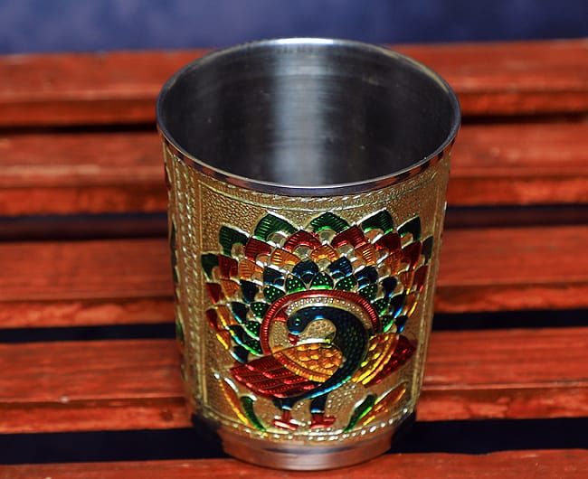 Meenakari Glass with peacock Print in Gift box
