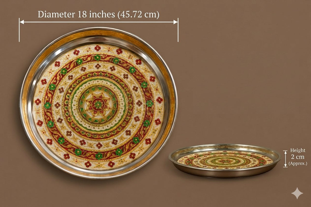 Meenakari golden plate - 14 Inch