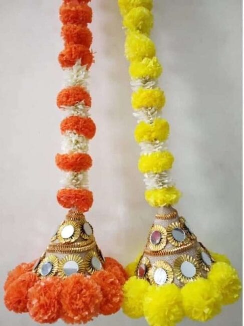 Mirror Jhumka Marigold Haging