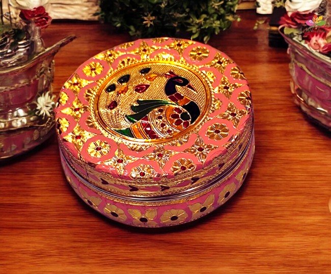 Pastel Peacock Minakari Box- Medium