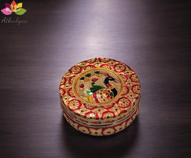 Pastel Peacock Minakari Box- Medium