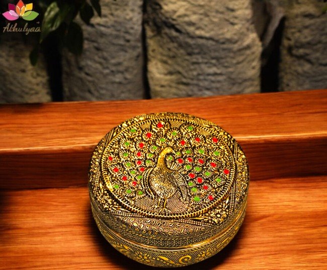 Colourful Peacock Steel Box