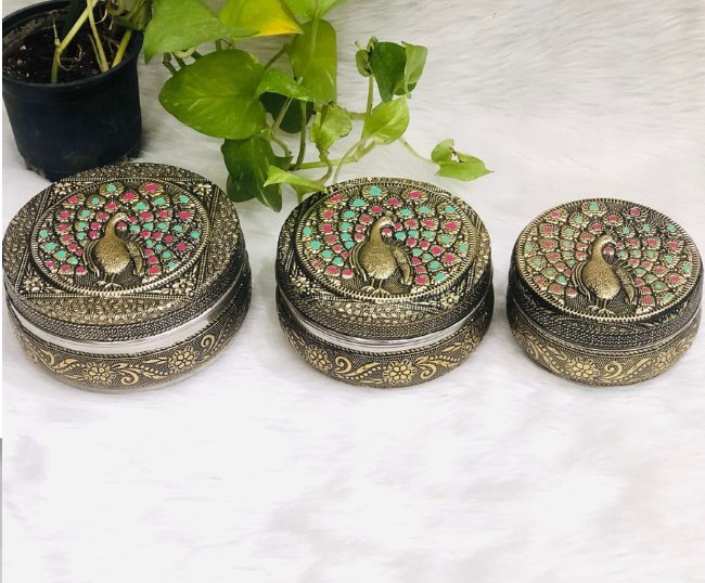 Colourful Peacock Steel Box