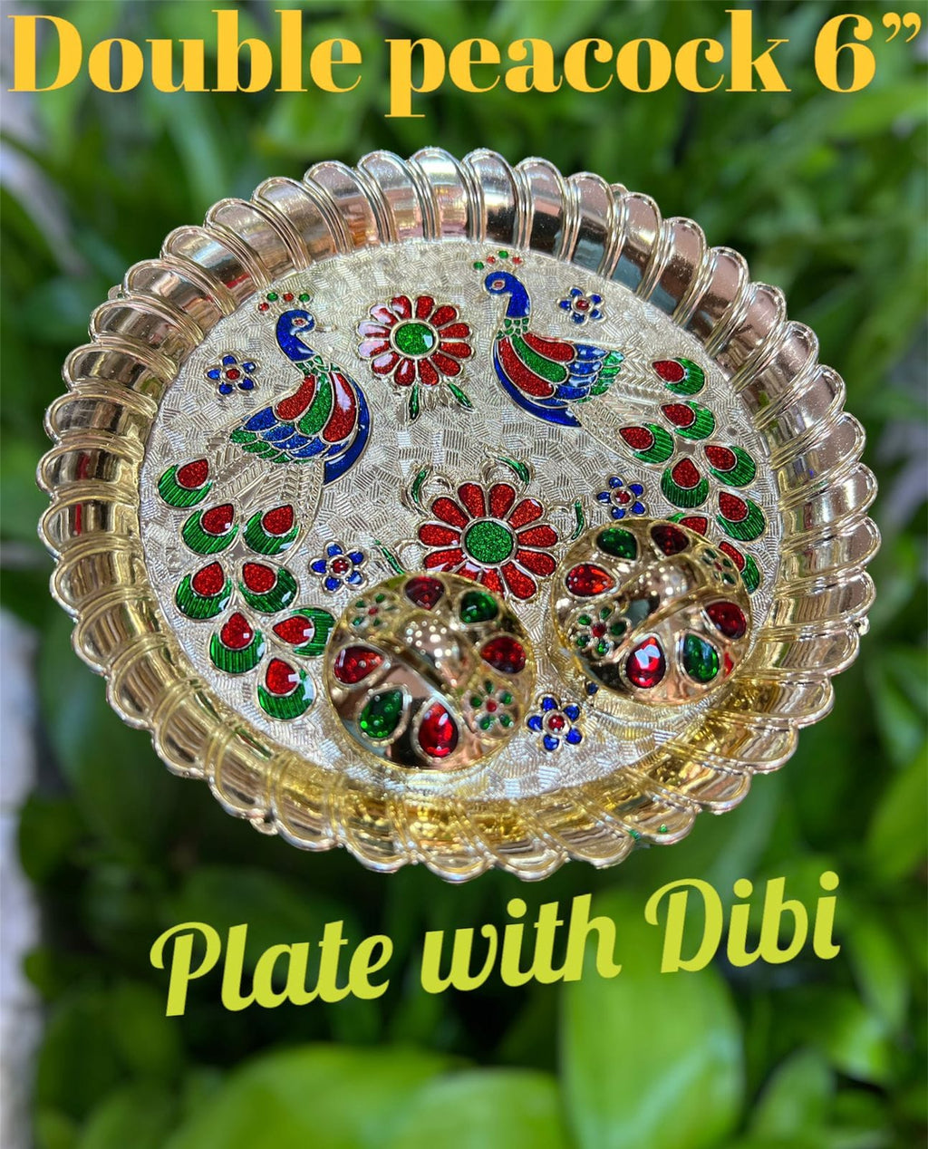 Peacock Meenakari Finish Haldi Kumkum Plate