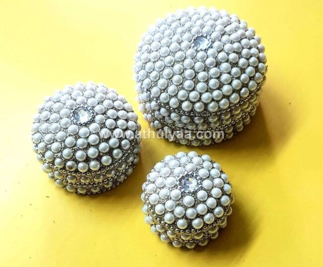Pearl Kumkum boxes - Set of 3