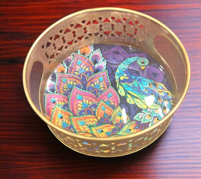 Pichwai Round Metal Tray - 6 inches