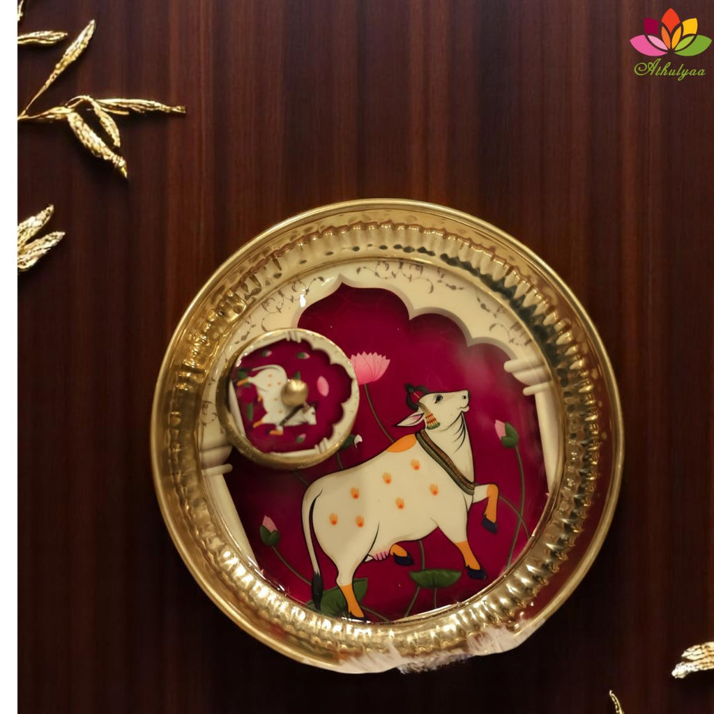 Pichwai Brass Tray - Small