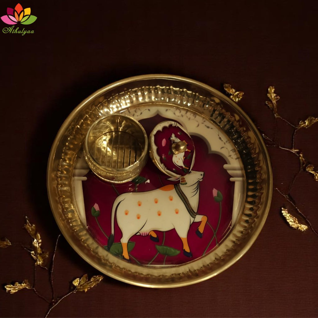 Pichwai Brass Tray - Small