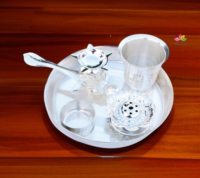 German Silver Pooja Set