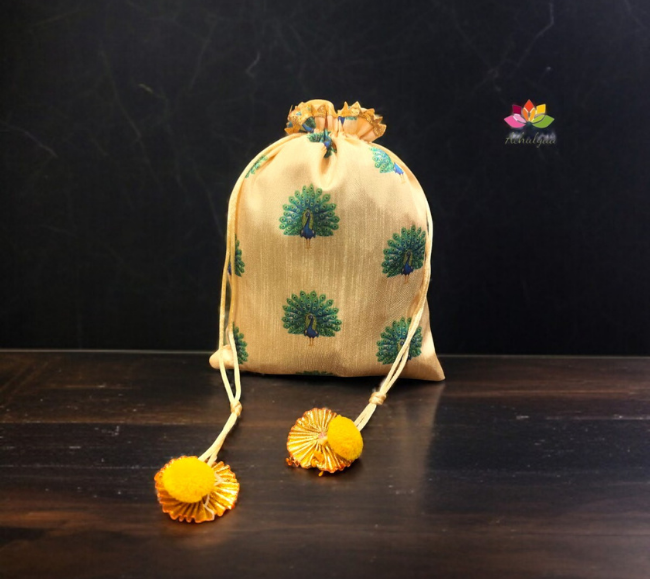 Peacock Printed Potli