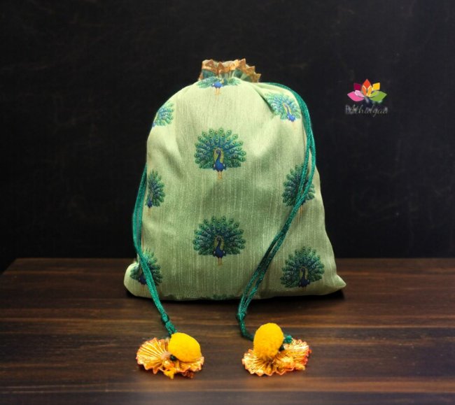 Peacock Printed Potli