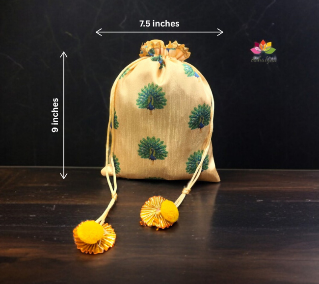 Peacock Printed Potli