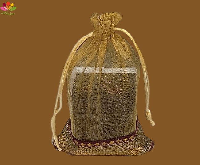 Golden Tissue Potli with Zari