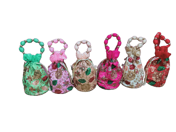 Flower and vine Embroidery Potli