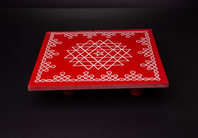 Divine Chowki manai with Kolam print