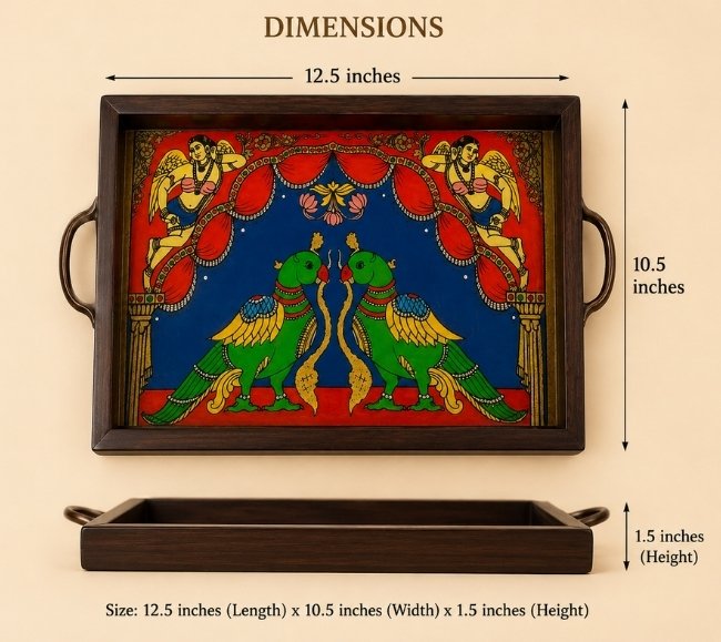 Tanjore Reverse glass painted tray - Big