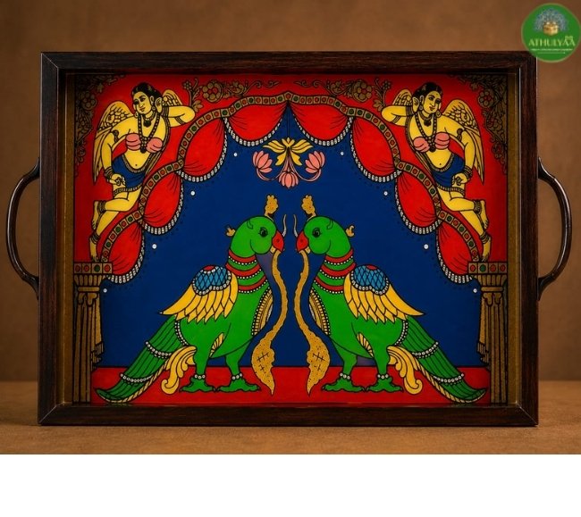 Tanjore Reverse glass painted tray - Big